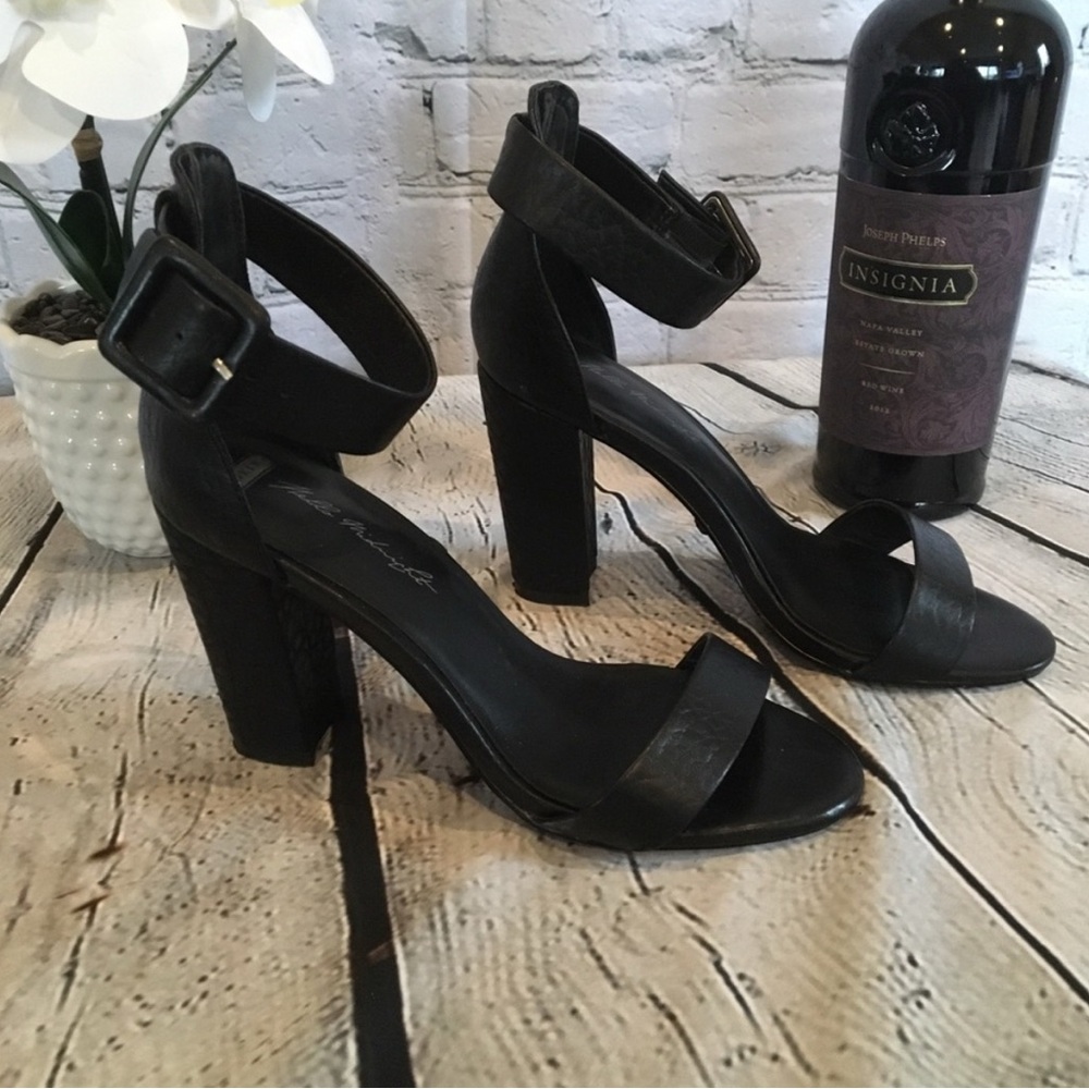 Skin Women’s Black Open Toe Block Heels